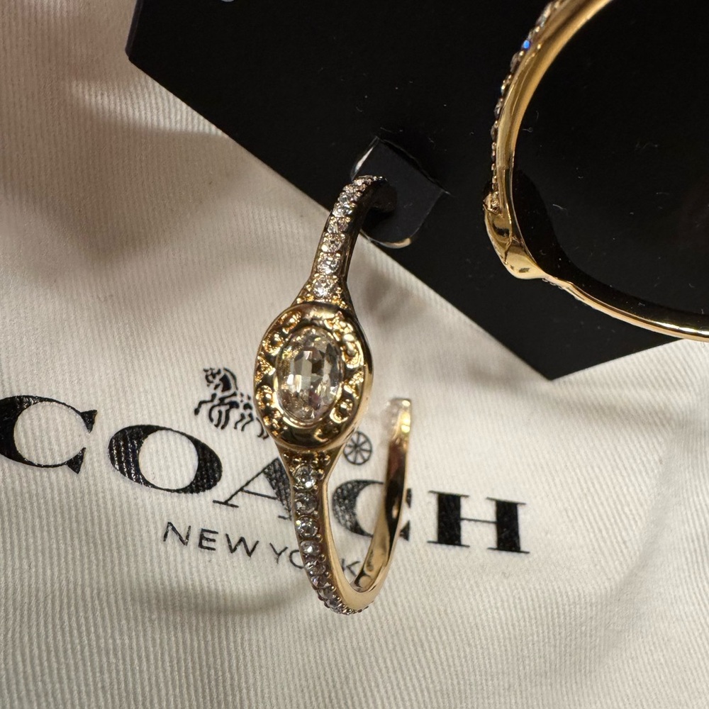 Coach Gold and Silver Crystal Hoop Earrings